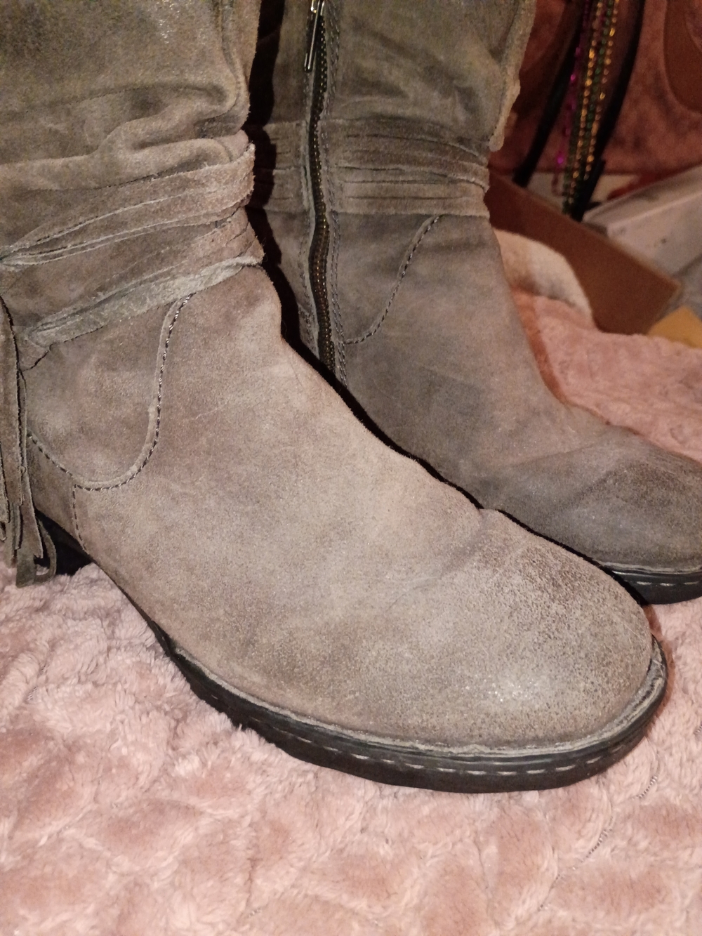Born Suede Ankle Boots in Taupe Gray - Picture 2 of 8